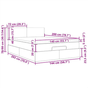 Ottomane Bett mit Matratze Creme 140x200 cm