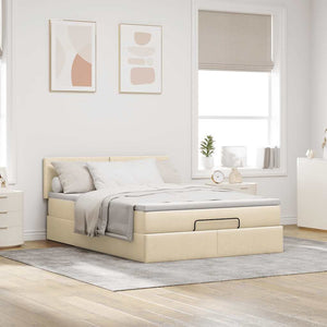 Ottomane Bett mit Matratze Creme 140x200 cm