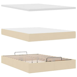 Ottomane Bett mit Matratze Creme 140x200 cm