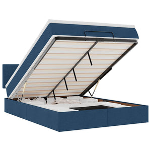 Ottoman Bett mit Matratze & LEDs Blau 140x200 cm