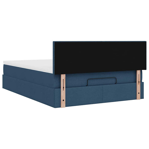Ottoman Bett mit Matratze & LEDs Blau 140x200 cm