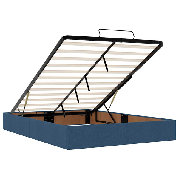 Ottoman Bett mit Matratze & LEDs Blau 140x200 cm