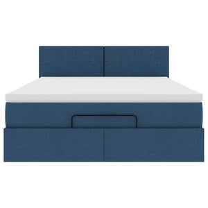 Ottoman Bett mit Matratze & LEDs Blau 140x200 cm