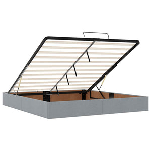 Ottoman Bett mit Matratze & LEDs Hellgrau 160x200 cm