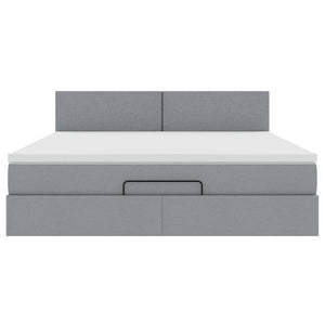 Ottoman Bett mit Matratze & LEDs Hellgrau 160x200 cm