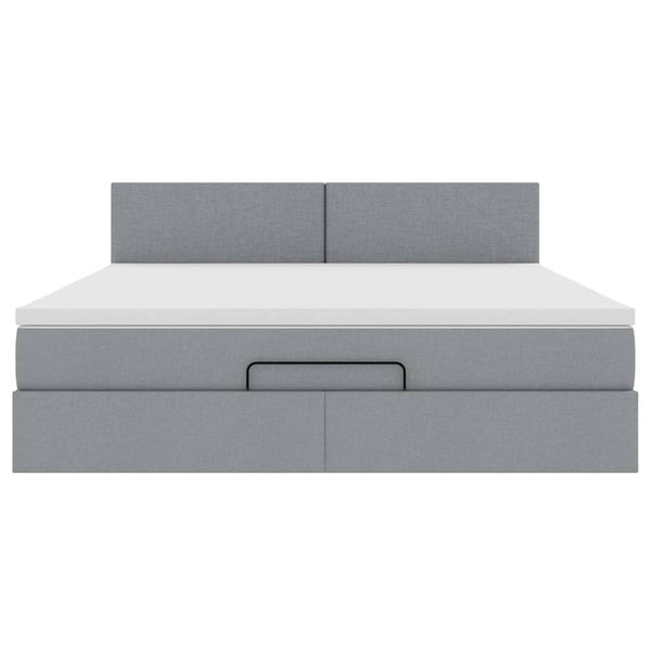 Ottoman Bett mit Matratze & LEDs Hellgrau 160x200 cm