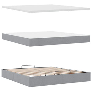 Ottoman Bett mit Matratze & LEDs Hellgrau 160x200 cm