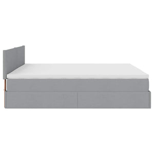 Ottoman Bett mit Matratze & LEDs Hellgrau 160x200 cm