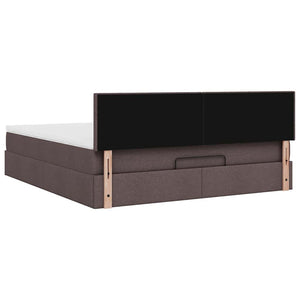 Ottoman Bett mit Matratze & LEDs Dunkelbraun 160x200 cm