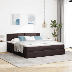 Ottoman Bett mit Matratze & LEDs Dunkelbraun 160x200 cm