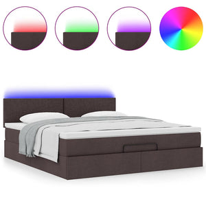 Ottoman Bett mit Matratze & LEDs Dunkelbraun 160x200 cm