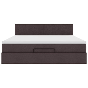 Ottoman Bett mit Matratze & LEDs Dunkelbraun 160x200 cm