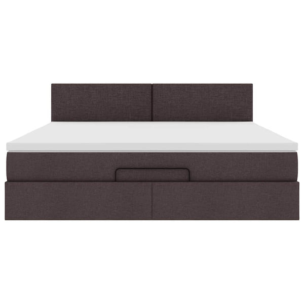 Ottoman Bett mit Matratze & LEDs Dunkelbraun 160x200 cm