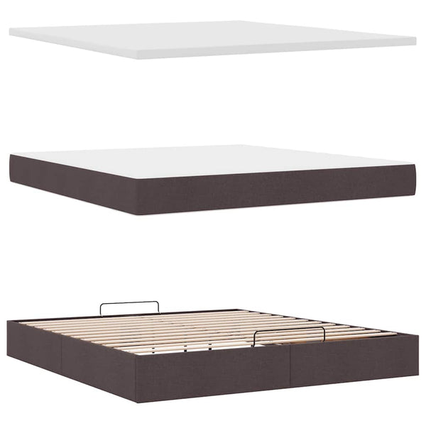 Ottoman Bett mit Matratze & LEDs Dunkelbraun 160x200 cm