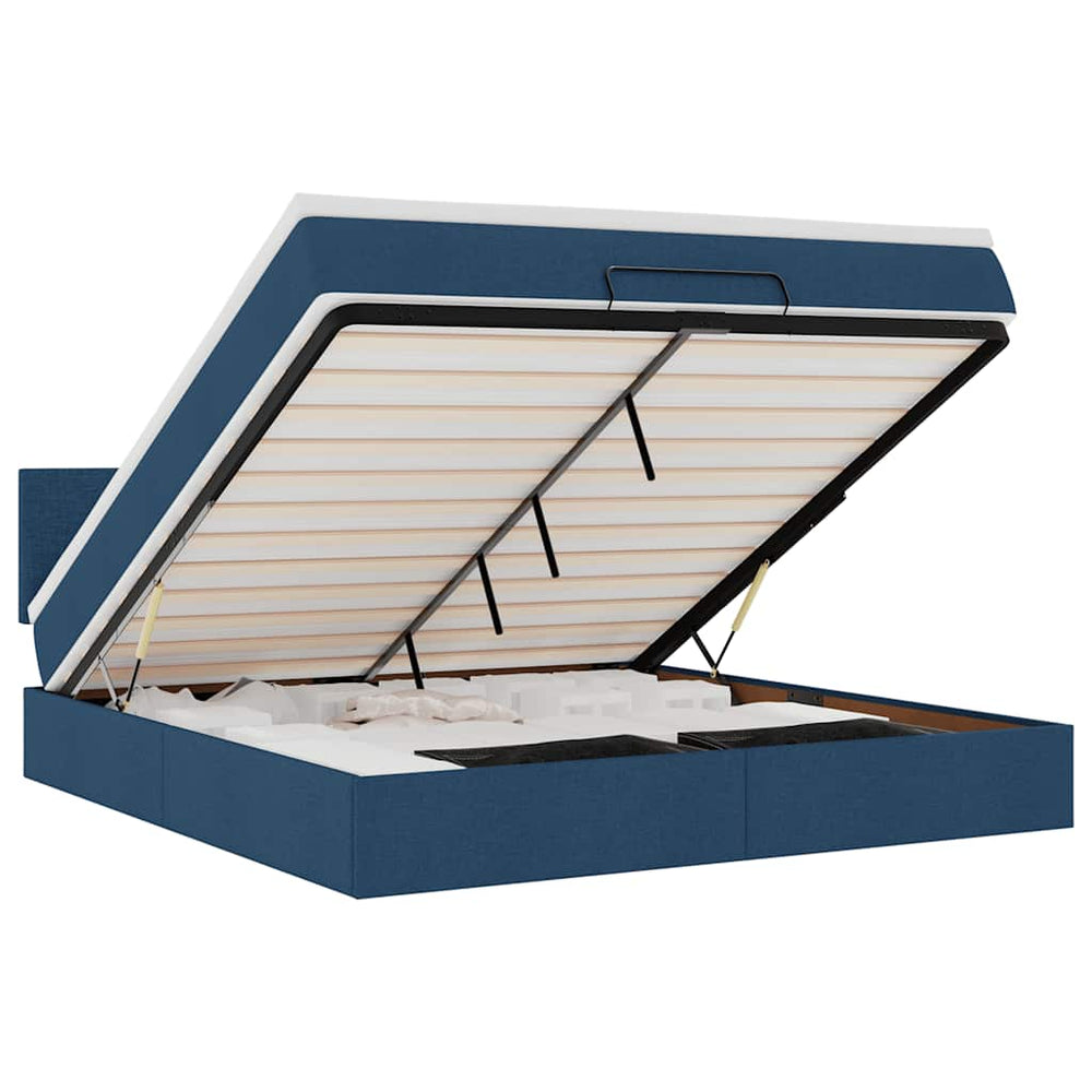 Ottoman Bett mit Matratze & LEDs Blau 160x200