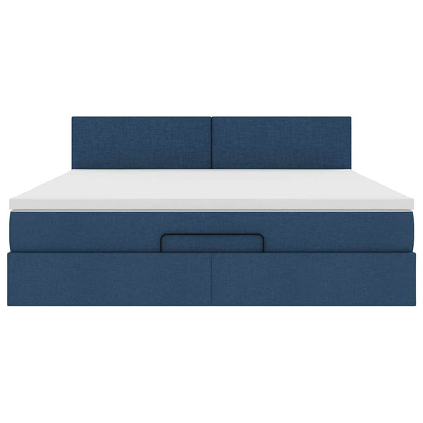 Ottoman Bett mit Matratze & LEDs Blau 160x200