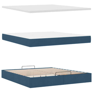 Ottoman Bett mit Matratze & LEDs Blau 160x200