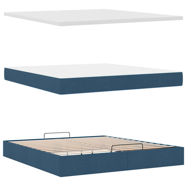 Ottoman Bett mit Matratze & LEDs Blau 160x200