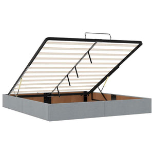 Ottomanen Bett mit Matratze & LEDs Hellgrau 180x200 cm
