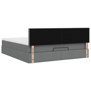 Ottomane Bett mit Matratze & LEDs Dunkelgrau 180x200