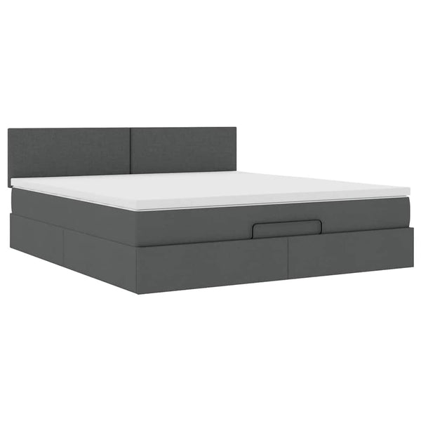 Ottomane Bett mit Matratze & LEDs Dunkelgrau 180x200
