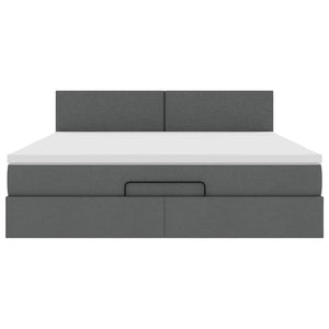 Ottomane Bett mit Matratze & LEDs Dunkelgrau 180x200
