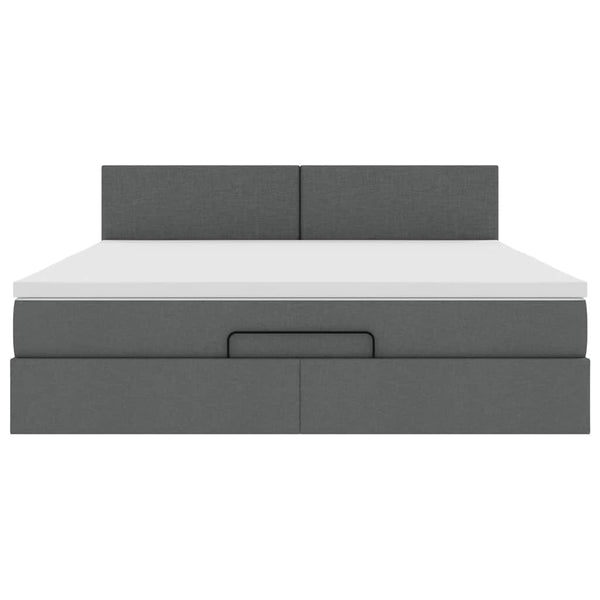 Ottomane Bett mit Matratze & LEDs Dunkelgrau 180x200