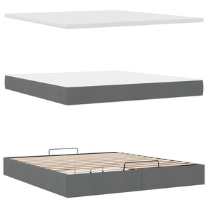 Ottomane Bett mit Matratze & LEDs Dunkelgrau 180x200