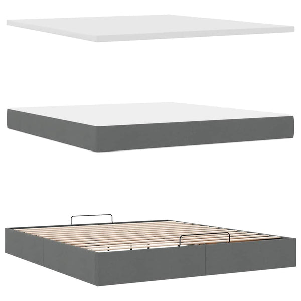 Ottomane Bett mit Matratze & LEDs Dunkelgrau 180x200
