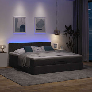 Ottomanbett mit Matratze & LEDs 180x200 cm Schwarz