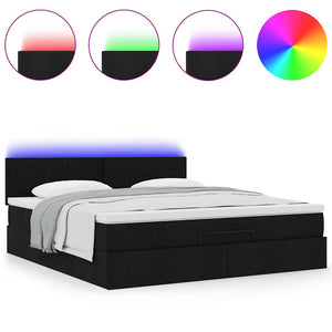 Ottomanbett mit Matratze & LEDs 180x200 cm Schwarz
