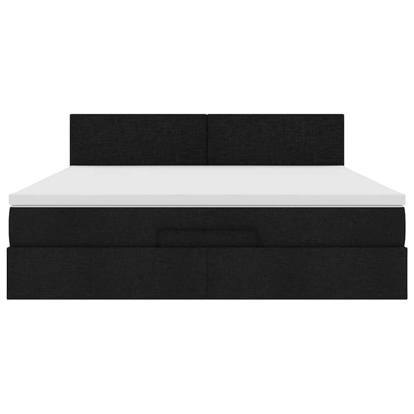 Ottomanbett mit Matratze & LEDs 180x200 cm Schwarz