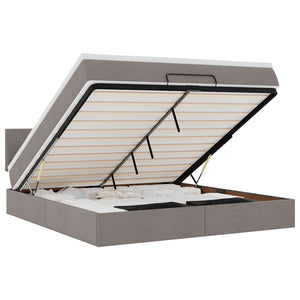 Ottomane Bett mit Matratze & LEDs Taupe 180x200 cm