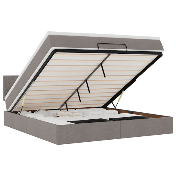 Ottomane Bett mit Matratze & LEDs Taupe 180x200 cm