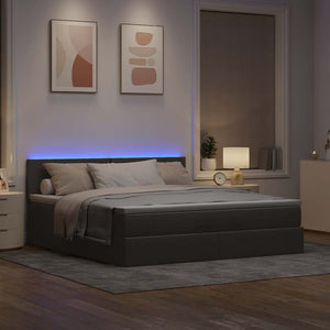 Ottomane Bett mit Matratze & LEDs Taupe 180x200 cm