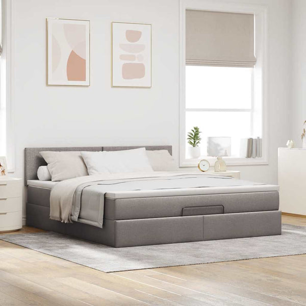 Ottomane Bett mit Matratze & LEDs Taupe 180x200 cm