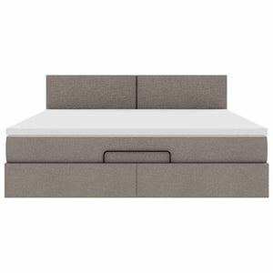 Ottomane Bett mit Matratze & LEDs Taupe 180x200 cm