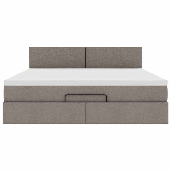 Ottomane Bett mit Matratze & LEDs Taupe 180x200 cm