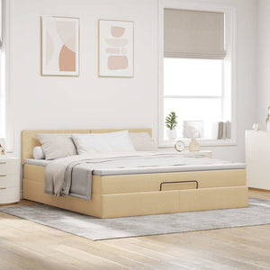 Ottomane Bett mit Matratze Creme 180x200 cm