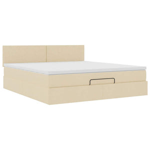 Ottomane Bett mit Matratze Creme 180x200 cm