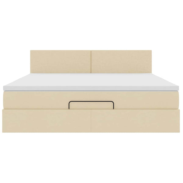 Ottomane Bett mit Matratze Creme 180x200 cm