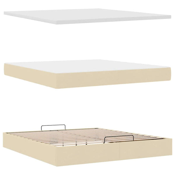 Ottomane Bett mit Matratze Creme 180x200 cm
