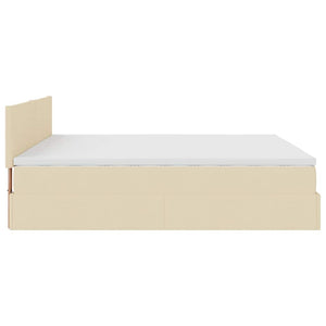 Ottomane Bett mit Matratze Creme 180x200 cm