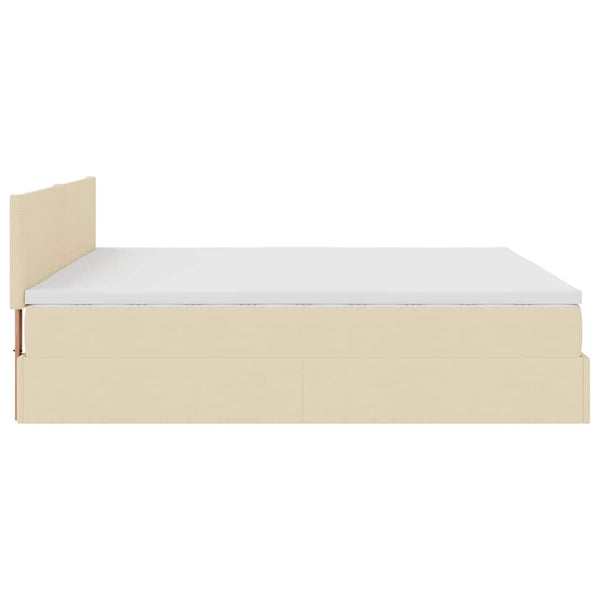 Ottomane Bett mit Matratze Creme 180x200 cm
