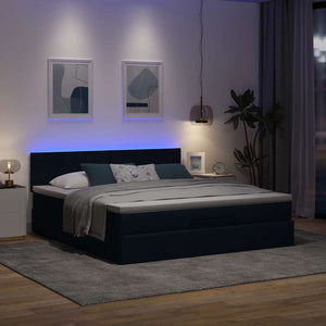 Ottomane Bett mit Matratze Blau 180x200 cm