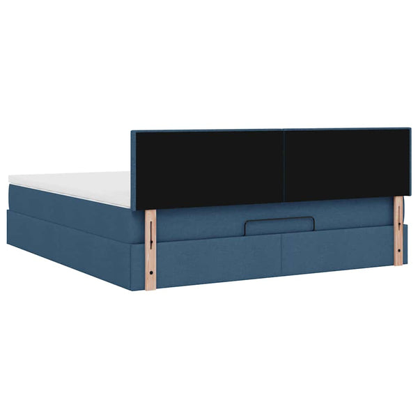 Ottomane Bett mit Matratze Blau 180x200 cm