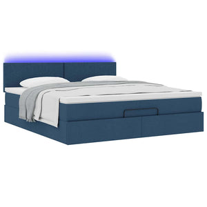 Ottomane Bett mit Matratze Blau 180x200 cm