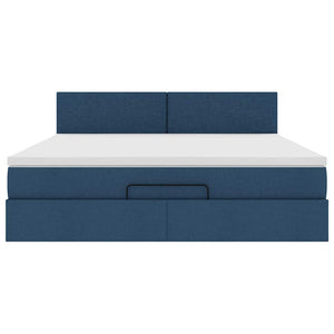 Ottomane Bett mit Matratze Blau 180x200 cm
