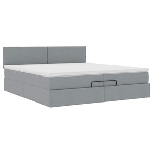 Ottoman Bett mit Matratzen & LEDs Hellgrau 200x200 cm