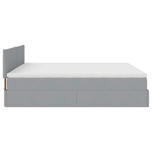 Ottoman Bett mit Matratzen & LEDs Hellgrau 200x200 cm